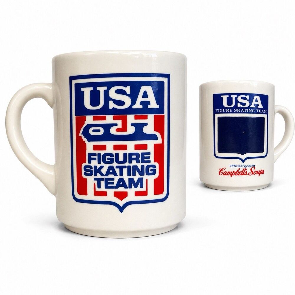 Vintage 1984 USA Figure Skating Team Campbell's Soup Heat Change Mug England